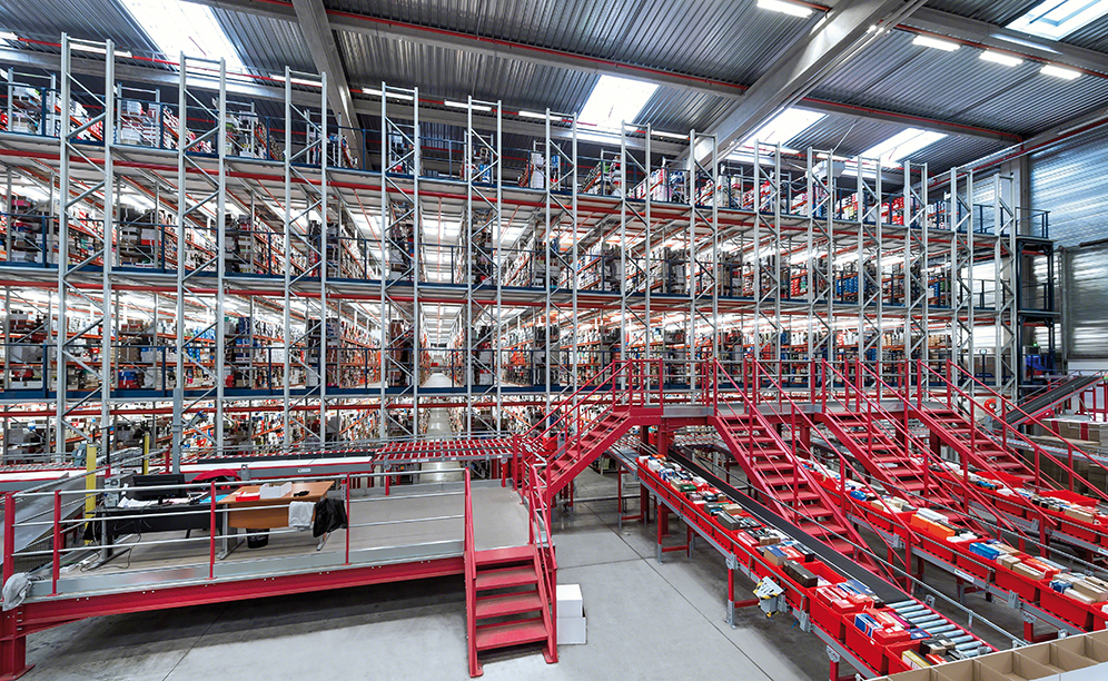 Una gran instalación de picking con transportadores para gestionar la venta online de 10.000 pares de zapatos al día